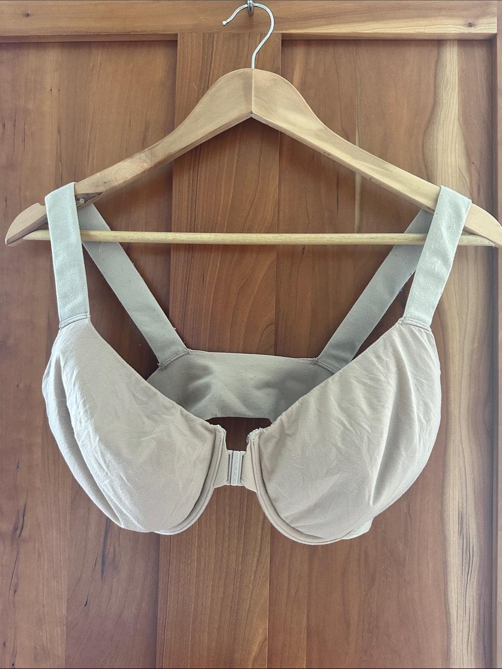 Everyday Support Front-Closure Full Coverage Bra in Beige